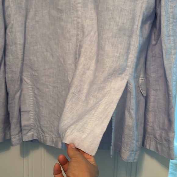 120% Lino Men’s Slim fit Single breasted blazer with patch pockets in baby blue - Picture 6 of 8